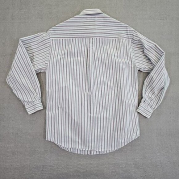 Vintage INC International Concepts Shirt Men's Small White Purple Striped Cotton - Picture 2 of 15